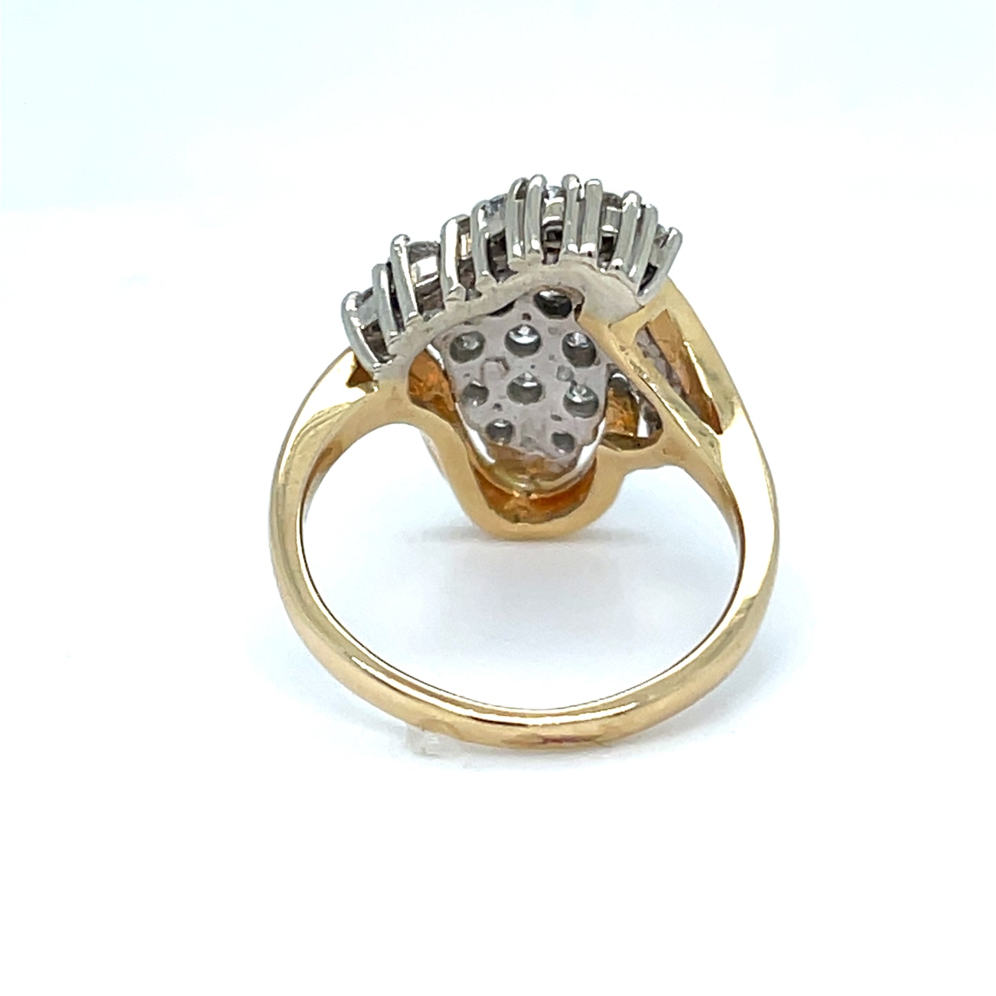 Estate 14K Yellow Gold Natural Diamond Cluster Swirl Ring Size 7