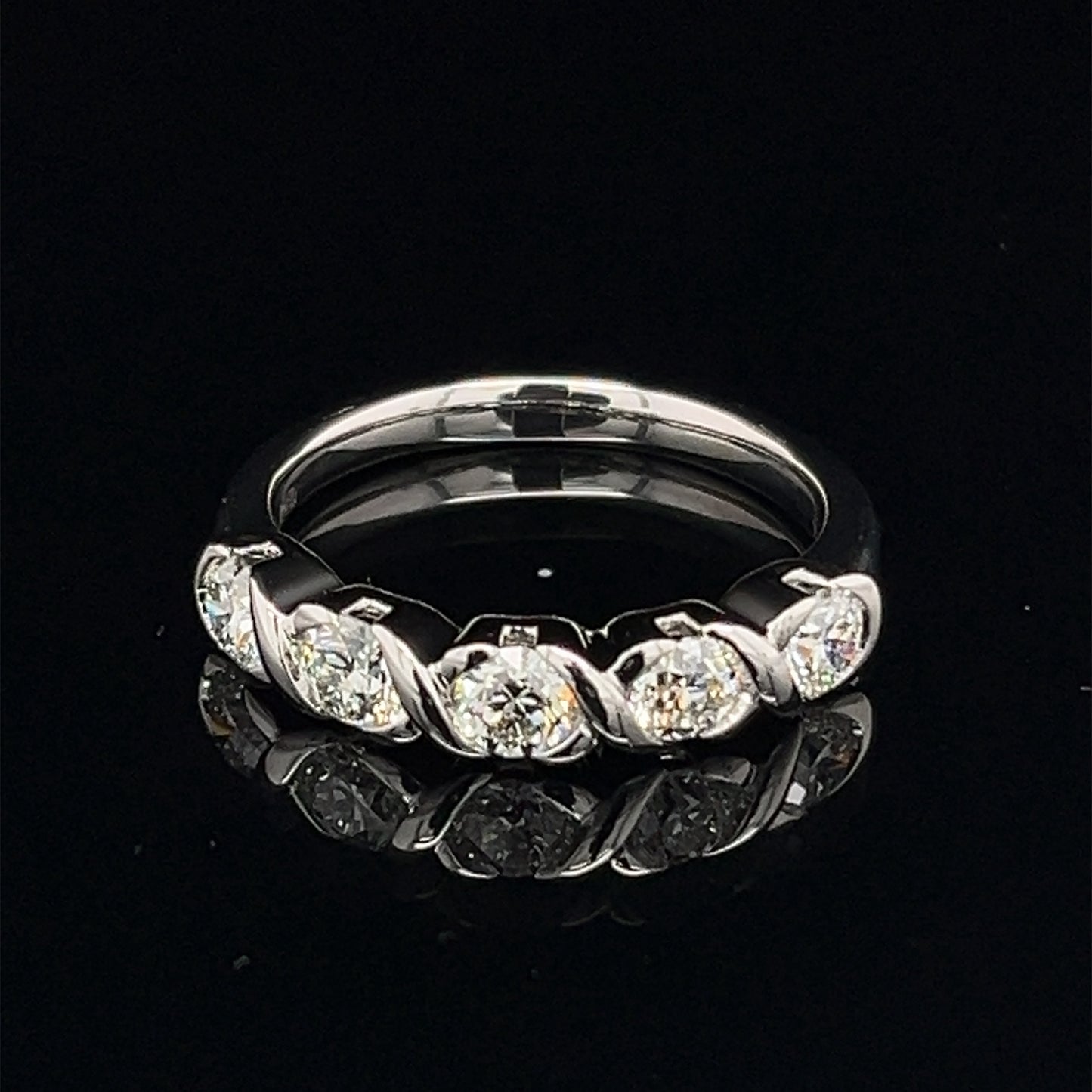 14K Platinum Eternity Band Ring with 5 Natural Diamonds Size 7